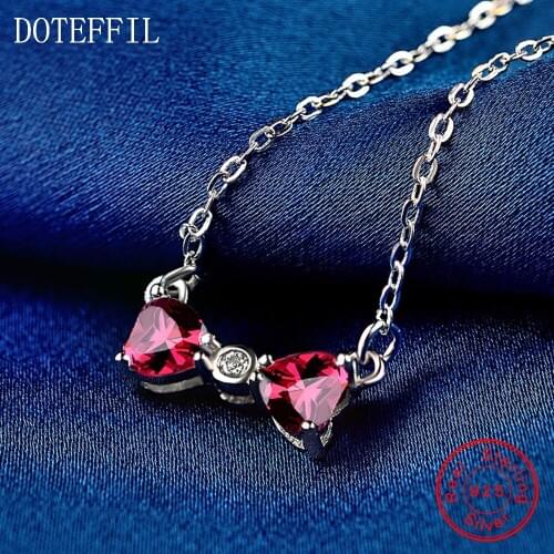 100% Sterling Silver Women Charm Love Necklace High Quality AAAA Zircon Heart Necklace Fashion Jewelry