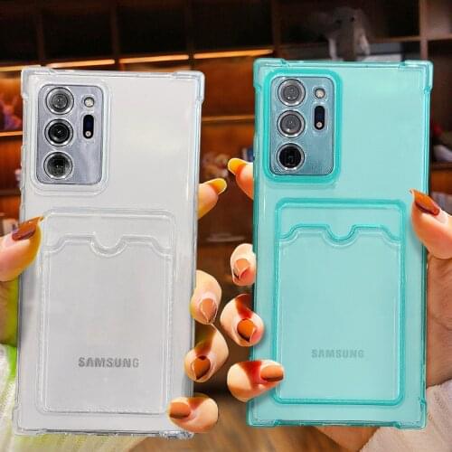 Shockproof Anti-Fall Card Package Design Phone Case For Samsung S10 S20 S21 FE Plus Soft TPU Back Cover Galaxy Note20 Ultra S10E