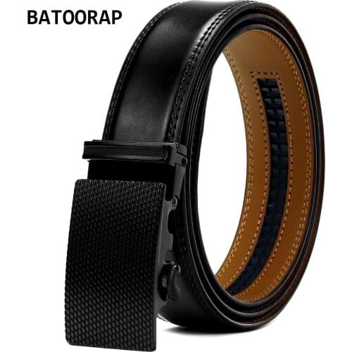 BATOORAP Brand Black Belt For Men Fashion Designer Luxury Genuine Leather Alloy Buckle Automatic Formal Male Business Belts E39
