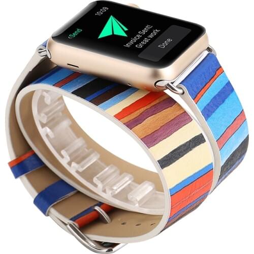 For Apple Watch Series 4 Wrist Bracelet Double Tour Original Leather Watch Band Strap For Apple Series 1 2 3 Watchbands 38-42mm
