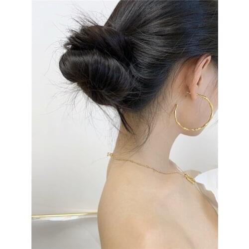 Brass With 18k Gold Simply BIg Size Bamboo Earrings Women Jewelry Party T Show Gown Runway Rare Korean Japan Trendy INS