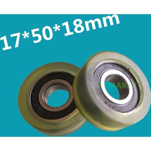 SWMAKER 17*50*18mm F type idler pulley ball bearings 626 bearing PU flat slide wheel Good Quality