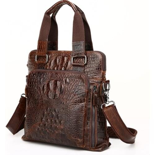 Mens Fashion Handbag Genuine Leather Crossbody Bag For Men Mens Messenger Bags Shoulder Bags Causal Alligator Pattern