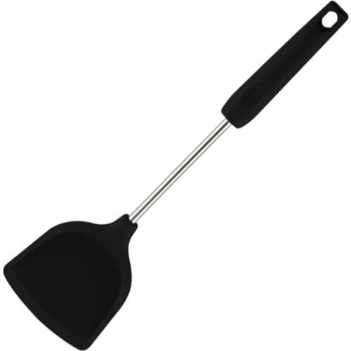 Heat Resistant Silicone and Stainless Steel Turner Spatulas Rubber Grip Flexible Silicone Spatulas for Cookware Pancake Turners