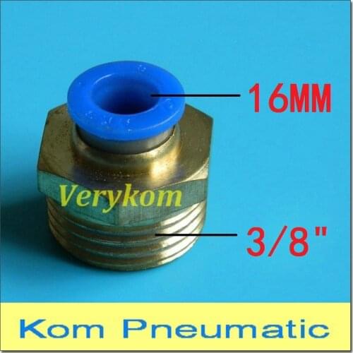 Verykom Pneumatic Wholesale 100pcs/lot Male Straight 16mm Tube One Touch To 3/8" Air Fitting Pipe Hose Quick Connectors PC16-03