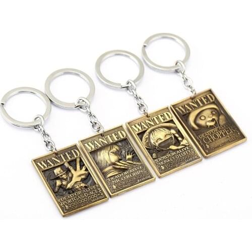 MS Jewelry ONE PIECE Wanted Poster Key Chain 2 colors Warrant Key Rings For Gift Chaveiro Car Keychain Anime Key Holder Souvenir