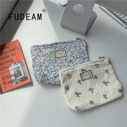 FUDEAM Fashion Flower Women Cosmetic Bag Toiletry Organize Storage Travel Clutch Canvas Female Large Capacity Zipper Make up Bag