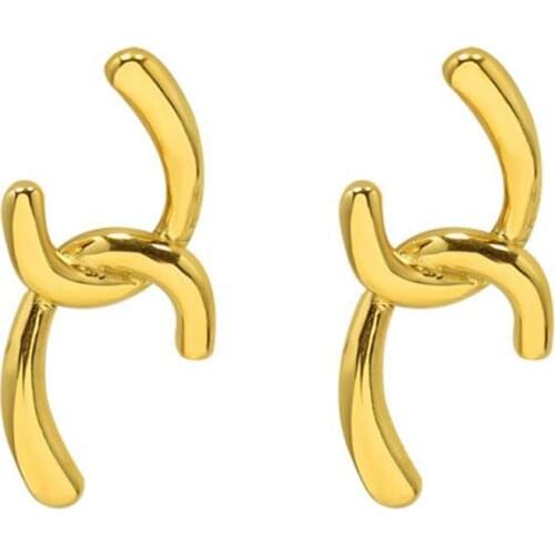 New Interlaced Stud Earrings For Women Gold Color Geometric Piercing Earings Stainless Steel Fashion Jewelry Friends Gifts