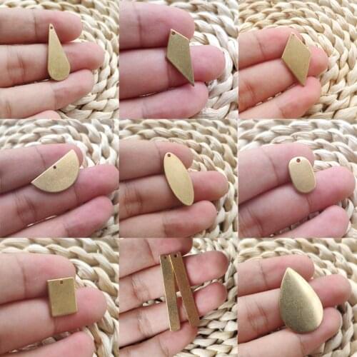 1pack Brass Pendant Elegant Geometric Charm Waterdrop Rectangle Oval Sector Shape Jewelry Diy Necklace Earring Making