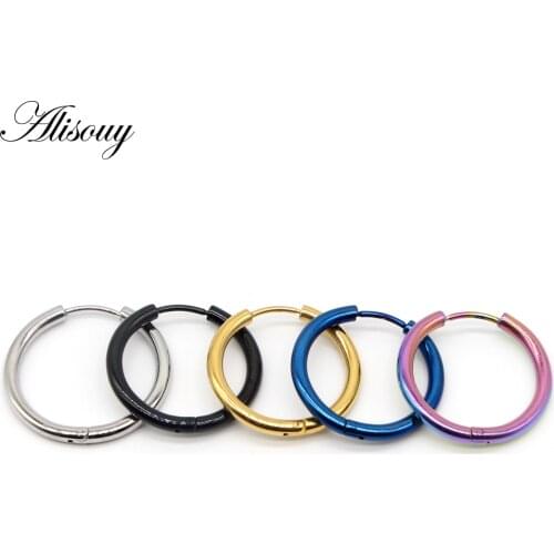 Alisouy wholesale 20 PCS Simple Circle Hoop Earrings Women Man Round Popular Earring Jewelry 7mm-20mm unisex earrings jewelry