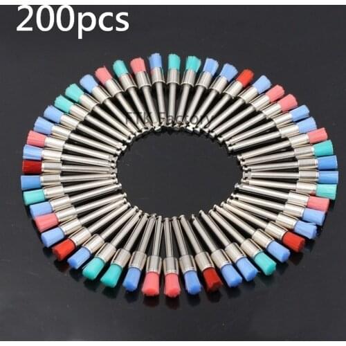 200pcs Dental Materials Prophy Brush Colour Nylon Polishing Brushes RA Shank Dentistry Polisher