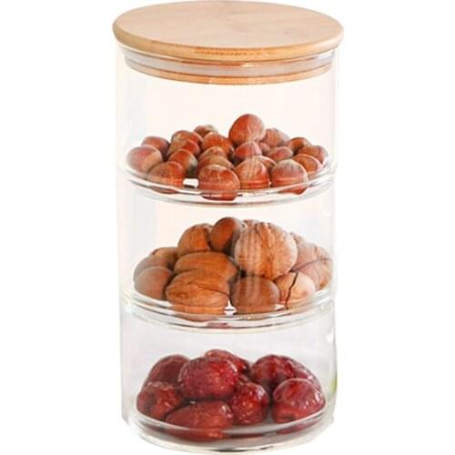 3-Layer Mason Borosilica Glass Jar Kitchen Food Bulk Container Set For Spices Dried Fruit Storage Can Salad Bowl Box