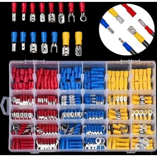 720/480/280PCS Assorted Insulated Electrical Wire Crimp Connectors Spade Terminals Butt Ring Fork Set Ring Lugs Terminal Mix Kit