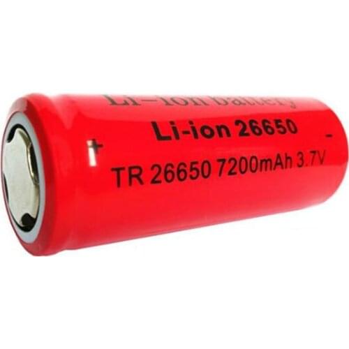 26650 battery 3.7V 7200mAh Rechargeable Li-ion Battery Use for Flashlight Good Quality Torch Batteries Red flat head