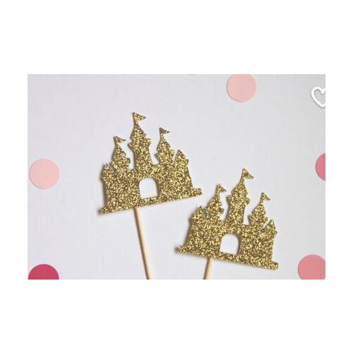 Glitter Castle cupcake toppers sweet wedding party/Bridal Baby Shower princess Birthday party food picks