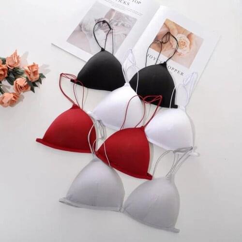 Seamless Soft Bras for Women Thin Strap Wireless Bra Front Buckle Push Up Triangle Cup Bra Girl Underwear Bralette Sexy Lingerie