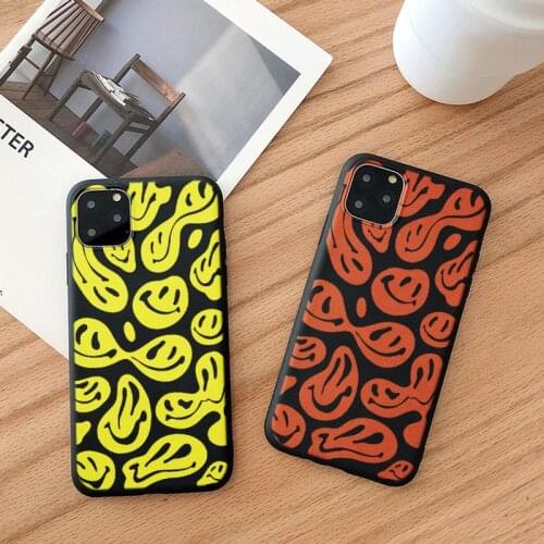 Funny Smiley Face Pattern Smiley Black Phone Case For iPhone XS X XR 11 12 Pro Max Mini SE 2020 5 5S 7 8 6 6S Plus Soft TPU Capa