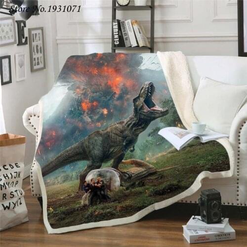 Dinosaur Jurassic 3D Printed Fleece Blanket for Beds Thick Quilt Fashion Bedspread Sherpa Throw Blanket Adults Kids 09