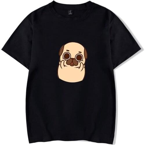 Rholycrown Fashion Oversized T-Shrits Men Pug Harajuku T Shirt Men Casual Men/Women Tshirt New printed cute Pug Mens black Tees