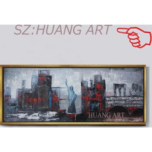 Famous Chinese Painter Abstract Building Oil Painting On Canvas Colorful Building Wall Art Painting For House Decoration