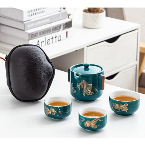 Chinese Travel Kung Fu Tea Set Ceramic Portable Teapot Porcelain Teaset Gaiwan Tea Cups of Tea Ceremony Tea Pot With Travel Bag