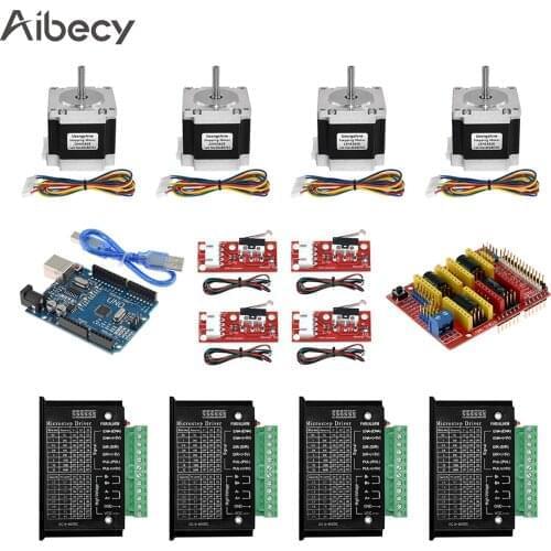 Kit with Controller Shield Nema 23 Stepper Motors TB6600 Limited Switches - 6.35mm Suitable for Laser Engraver DIY