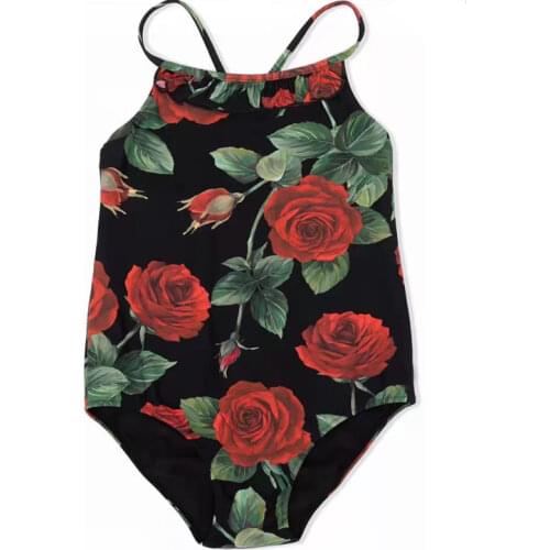 Baby Girl Summer Swimwear Kids Clothes Rose Flower Toddler One Piece Swimwear Children Clothing Princess Costume Baby Swimsuit