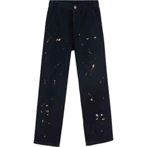 High New Kiryaquy Classical Vintage Punk Luxurious Embroidered Ink Cotton Denim Pants comfort casual jeans S-XL #D293