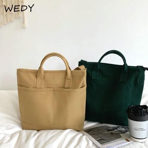 Solid Color Canvas Shoulder Bag Small Square Tote Handbag Women Casual Shoulder Messenger Bag Japan Style Student Book Handbags