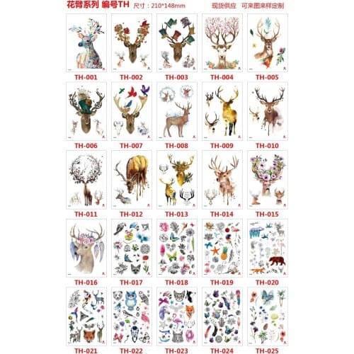 Leave me a note,tell me the number you want 1pc Waterproof Temporary Tattoo Sticker AnimalsTemporaire Henna Tattoos T1795