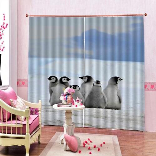 Custom 3d Curtains Blackout for Living Room Kids Bedroom Fabric penguin curtain
