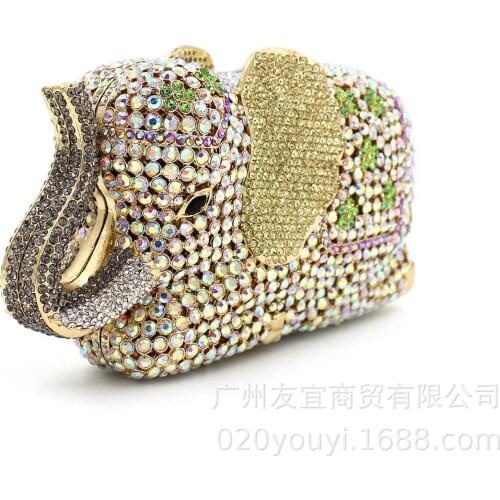 XIYUAN Luxury Elephant shape Party crossbody Bag Crystal Evening Prom clutch purse Bling Ladies Soiree Banquet for Women