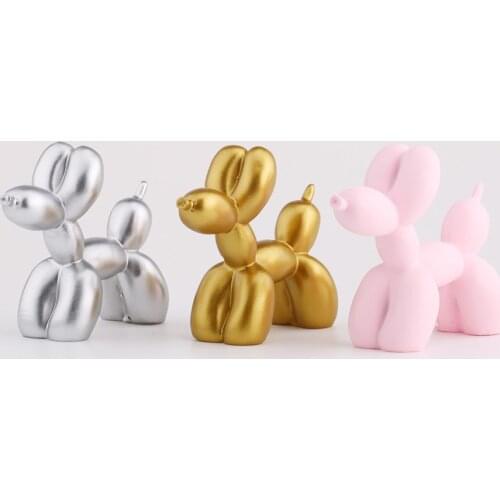 Silver Pet Theme Birthday Party Pink Animal Dog Characters Toys Cute Balloon Dog Resin Crafts Sculpture Small Balloon Dog