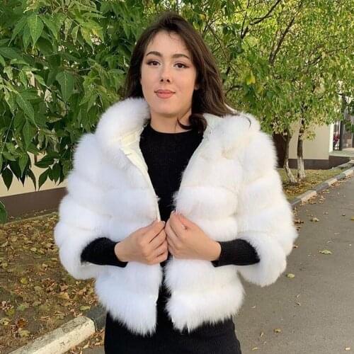 Real Fox Fur Coat Women Winter Natural Fur Jacket Fashion Slim Warm Hooded Outwear High Quality Multicolor Custom