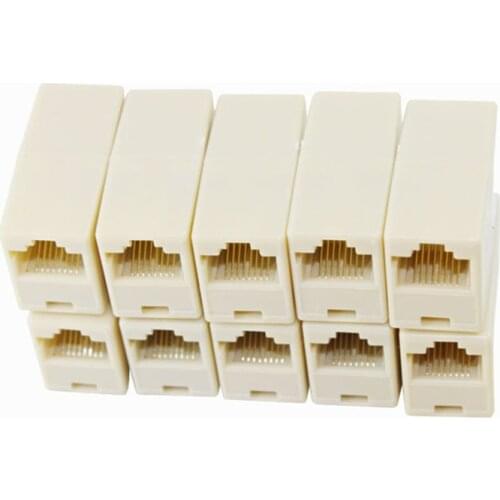 10Pcs RJ45 Connector CAT5 / 5E / 6 / 6a Ethernet Adapter 8P8C Network Extender Coupler Lan Extension Cable Plug Female to Female