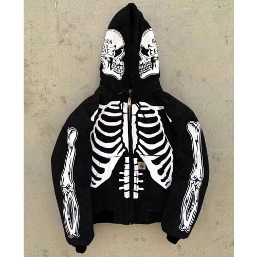 Skeleton Hoodie Skull Women Men Black Zip Up Hoodies Purple Fall Clothes 2021 Winter Sweatshirt Sweat Capuche Femme Sudaderas
