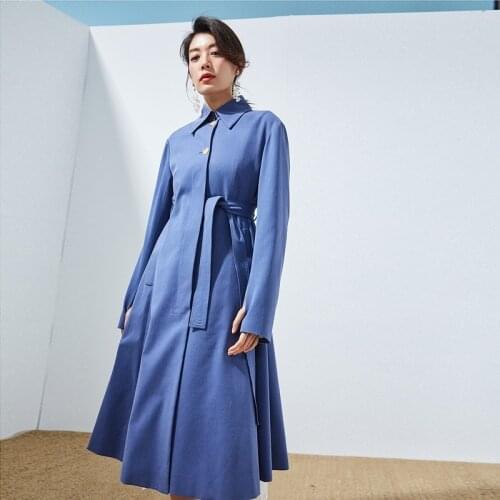 2020 spring summer new casual Japanese cotton solid color windbreaker female long section was thin and wild