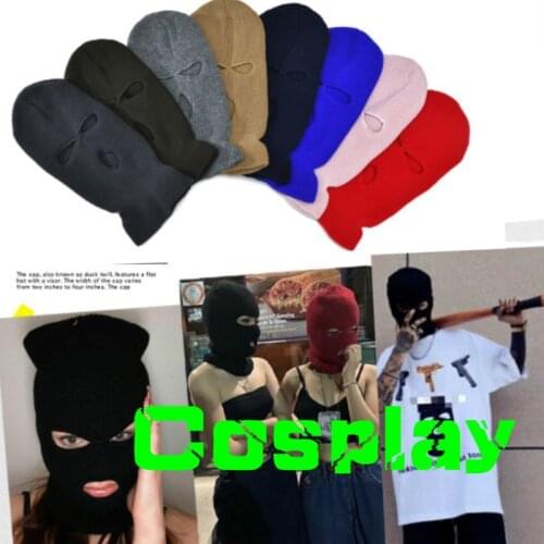 Knitted Full Face Mask For Autumn and Winter New Warm Three-Hole Toe Cap Cap Windproof Outdoor Sports Cycling Warmth Headgear