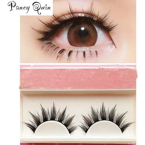 1Pair Natural Long Cosplay Makeup Cross Strip 3d Mink False Eyelashes Black Eye Lashes curly lashes Wholesale