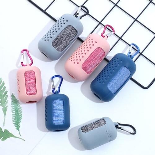 1PC Quick Drying Microfiber Towel Sports Instant Cooling Ice Towel Portable Outdoor Travel Fitness Running Towel Silicone Bag