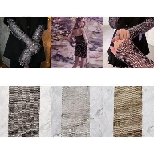 1Yard Rhinestone Mesh Garment Accessories Sew on Rhinestone Trim Mesh Fashion 32x33 Mesh A499