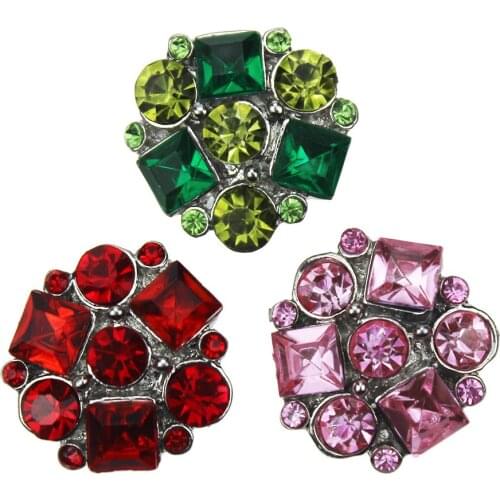 10pcs/lot Snap Jewelry Buttons Rhinestone Flower Snap Button Fit 18mm Snap Bracelets Women DIY jewelry