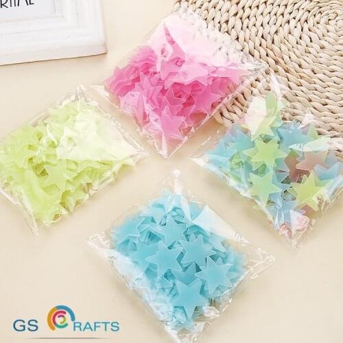 100pcs Stars Glow In Dark Luminous Fluorescent Plastic Wall Sticker Home Decor Decal Wallpaper Decorative Special Festival