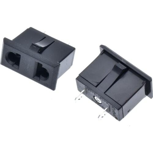 2 Terminals Panel Mounted EU US Plug Snap In Power Socket Converter Black