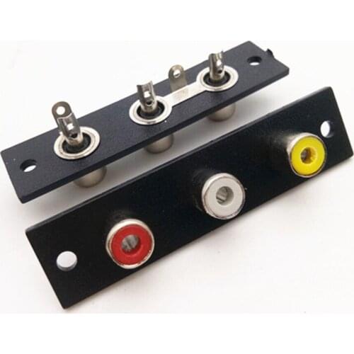 2pcs Hight quality welding AV RCA 3bit Female Socket Adapter Plug AV Audio RCA red white black Socket Speaker Connector Socket