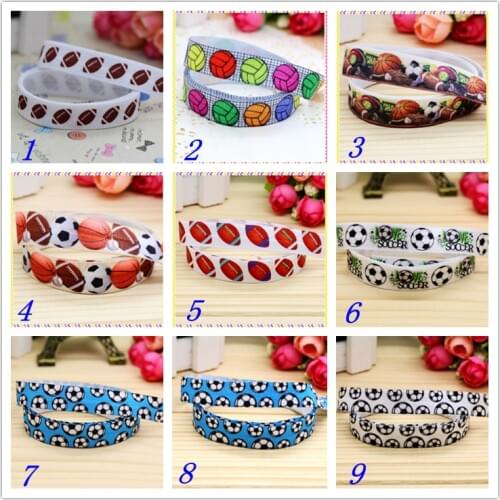 5/8'' Free shipping Fold Elastic FOE sport ball printed headband headwear hairband diy decoration wholesale OEM S139