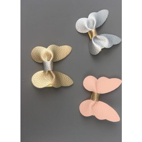 Boutique 15pcs Fashion Cute Leather Butterfly Hairpins Solid Kawaii PU Hair Bow Hair Clips Princess Headwear Hair Accessories