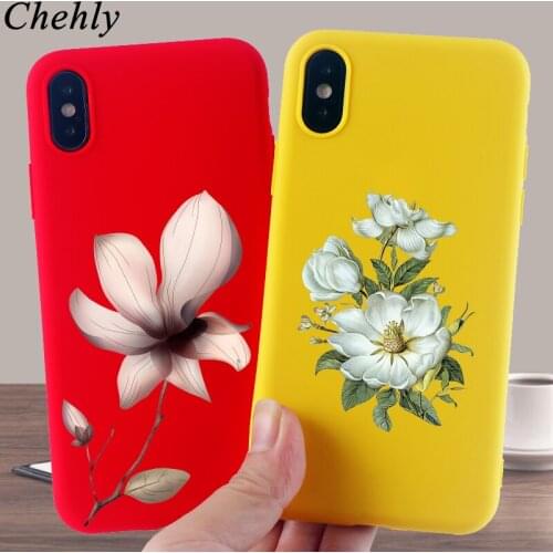 Soft Silicone Fitted Fashion Cell Phone Case for IPhone 6s 7 8 11 Plus Pro X XS MAX XR Flowers Cases TPU Back Accessories Cover