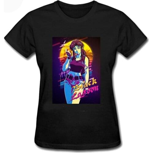 Black Lagoon Retro Anime Crazy T-Shirt Women XXL O-neck Womens Tshirt Hipster Lady Casual T Shirts Black Hip Hop T-shirt Female