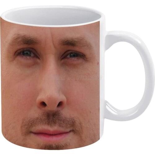 Ryan Gosling Face Throw Pillow II White Mug 11oz Ceramic Tea Cup Coffee Mug Friends Birthday Gift Ryan Gosling Gosling Ryan Ryan